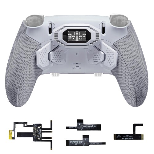 eXtremeRate ps5 Edge コントローラーに対応用BEYOND背面パドルキット、OLEDディスプレイ搭載、人間工学に基づいた再設計のラバー加工グリップ一体型ボトムシェル、リマッピング可能な背面4|アルメリアセカンドストア