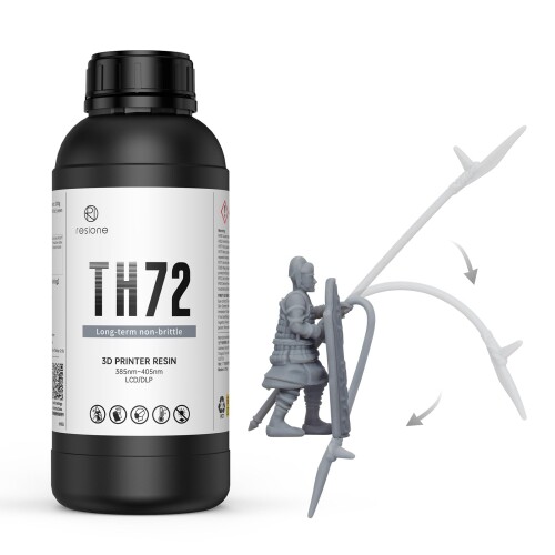 RESIONE 3Dプリンターレジン ABS 手ごわい TH72 長日月手ごわい性 高伸ばすこと 小締めつけるうつり変わり 耐衝撃性レジン 光固くなる能力のある脂 405航空マイル LCD DLP MSLA 光形成3D印刷機用uvレジン (つや消し薄墨色, 1000g)
