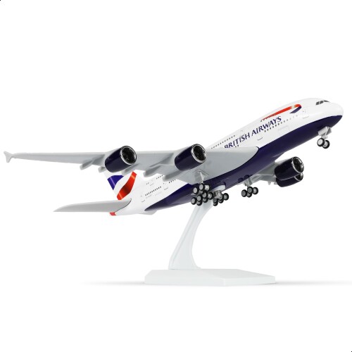 QIYUMOKE 1/240 A380 ブリティッシュ・エアウェイズモデルキット（全長30cm）エアバスA380 レジン製飛行機模型 ディスプレイスタンド付き 大人向け航空ギフト・展示装飾品
