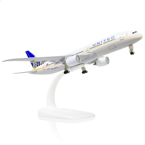 QIYUMOKE 1/300 ユナイテッド航空 787 飛行機模型 - ユナイテッド航空 ボーイング787 ダイキャストメタル製飛行機 (スタンド付き) 航空機愛好家へのギフト、ディスプレイコレクション、デス