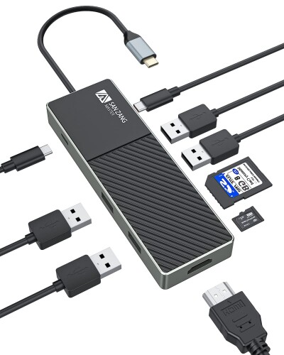 SAN ZANG MASTER 2023最新型 9-IN-1 USB C ハブ ドッキングステーション Type C ハブUSB ハブ 最新のMacBook Pro/Air Dell XPS HP Lenovoなどを含めたUSB C デバイスに対応画像
