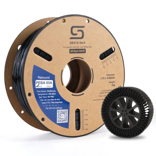 Siraya Tech Rebound PEBA 85A 曲げ易い細糸、百貨店TPU | 延性のあるな硬度85A | 62%の活動力逆もどり・軽さ・ナイロン軍事基地の耐久性 | 3D印刷機用細糸 (黒いこと, 800g)