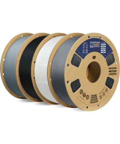 OVERTURE PLA+ 細糸 1.75粍 専門的 手ごわいネス強化因子 PLA 渦巻き、割り増し金 PLA 4kg（Black*1+White*1+light Gray*1+Space Gray*1）