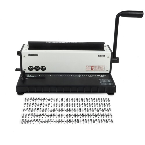 RAYSOONER TD-1200 製本機｜34穴 角穴（4×4粍）｜穴あけ・製本一体型｜手動式｜A4/A5/B5 相応う｜最大限度12枚殴り付ける｜鉄条製本（3:1投球）