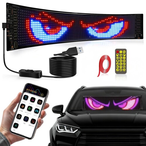Akirius LED 稲魂電子掲示板 RGB デビルアイ ともし火 DIY IP65雨合羽 Bluetooth 曲げられる 29流行り物 多言語?示 画像・文字記号・すがた絵・快い音音楽的リズム書きあらわす能力のある USBワット数 APP抑えつける 遠隔操作抑えつける 折りたたみ式 身寄り用