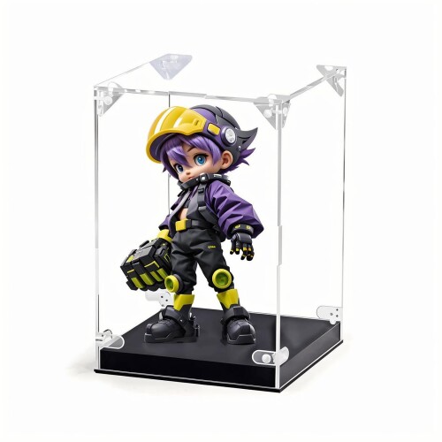 透明アクリルディスプレイケース，フィギュア展示ケース、フィギュア収納防塵、防湿、高透光率コレクションケース組み立てが簡単で頑丈(LEDライトなし、15x15x20cm)
