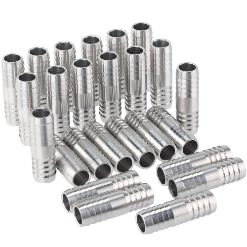 LTWFITTING 12mm 316ステンレス鋼 ストレートコネクター タケノコジョイント 車載燃料ホース用 ヒーター継手 25個入