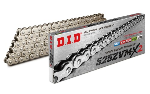 D.I.D(大同工業)バイク用チェーン カシメジョイント付属 525ZVM-X2-120ZB S&S(シルバー) X-リング｜アルメリア店