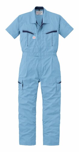 (山田辰) 半袖つなぎ服 8901-004 天の原青色 4L 8901-004-4L
