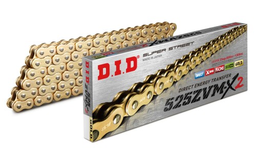 D.I.D(大同工業)バイク用チェーン カシメジョイント付属 525ZVM-X2-120ZB G&G(ゴールド) X-リング|アルメリア店