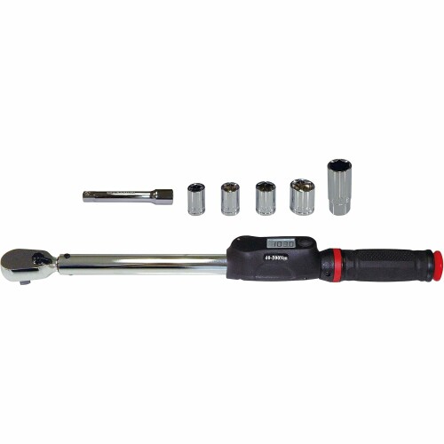 エマーソン(Emerson) デジタルトルクレンチ トルク対応レンジ 40～200N・m 精度 &plusmn;4% 12.7mm (1/2インチ) 103N・mプリセットタイプ 簡単設定 14/17/19/24mm+21mm薄口ロングソケット、エクステンションバ｜アルメリア店