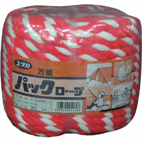 ユタカ アクリル樹脂索条全能容器に並べる 12[ファイ]×30m 紅白 MZ1230 索条(混撚)