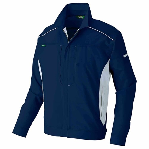 AITOZ(アイトス) NewエコT/Cストレッチ 長袖ブルゾン (男女兼用) 春夏用 ネイビー×シルバーグレー AZ3530 008 L