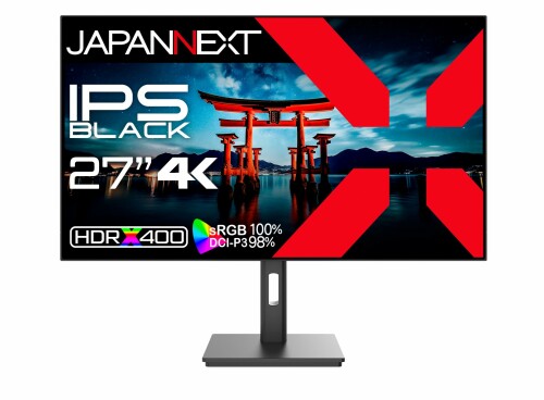 JAPANNEXT 27インチ モニター 4K UHD 3840x2160解像度 IPS BLACK ディスプレイ (HDMI/DisplayPort/スピーカー内蔵/VESA対応/ブルーライトカット) JN-272IPSB4FLUHDR