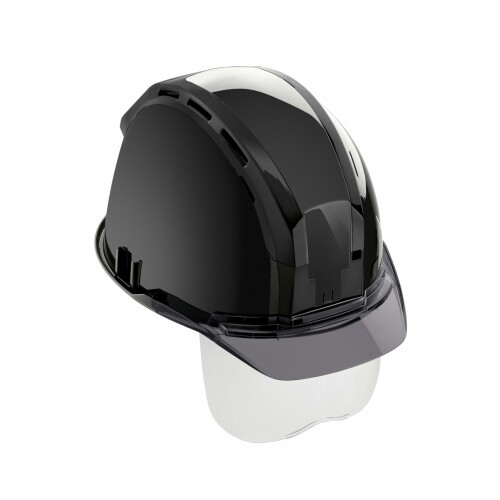 タジマ ヘルメット セフメット ブラック スモーク シールド付 HSBKCSSB 厚生労働省保護帽検定合格品（飛来・落下物用／墜落時保護用） 前後左右4カ所にセフ取付溝 内装スチロールレス・
