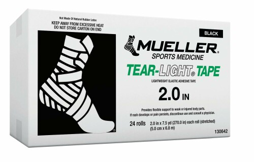 ミューラー(Mueller) ティアライトテープ 黒いこと Tear light Tape Black 50粍 (24個入り口・入口) ホンブルグ帽伸縮磁気テープ 野球クラブ風呂敷き包み 130642 黒いこと 50粍