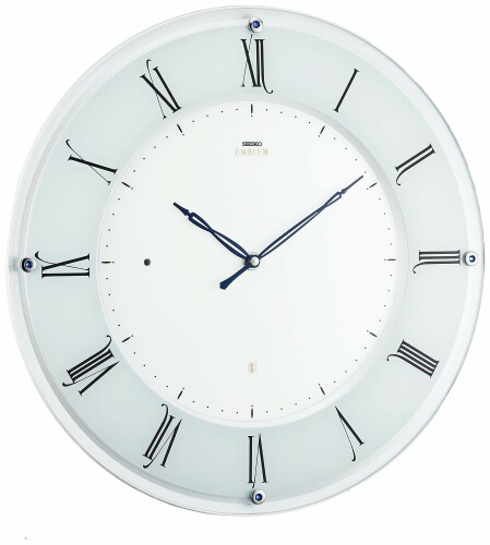 セイコークロック 掛時計 白パール 直径351x30mm 電波 アナログ SEIKO EMBLEM HS548W|アルメリア店