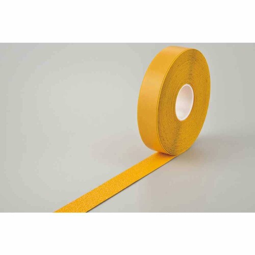 緑十字 高耐久ラインテープ（反射＋滑り止めタイプ） 黄 ＳＶＨ－５０Ｙ ５０ｍｍ幅×２０ｍ 両端テーパー構造 屋内外兼用 105223