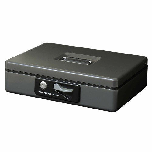 プラス 金庫 手提金庫 小型 W300&times;D240&times;80mm ダークグレー 13-126｜アルメリア店