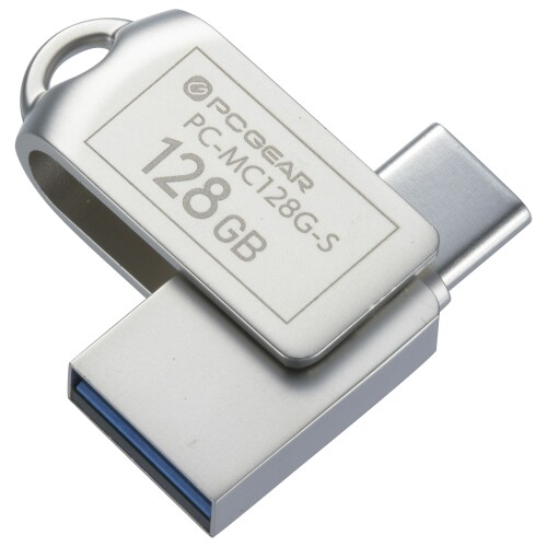 オーム電機 USB記憶装置 128GB TypeC\u0026TypeA相応う パソコン-MC128G-S 01-0065 OHM