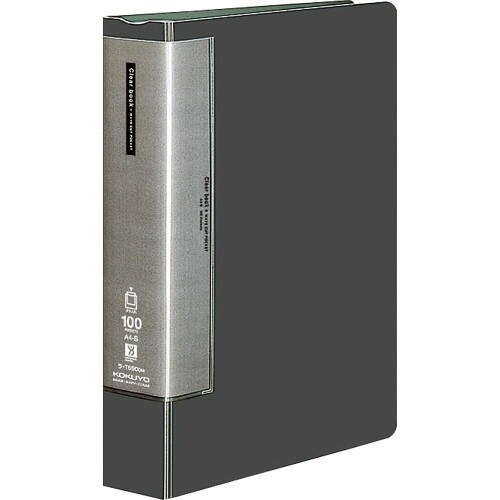 コクヨ ファイル クリアファイル ウェーブカット 固定式 A4 縦 100枚 ダークグレー ラ-T590DM