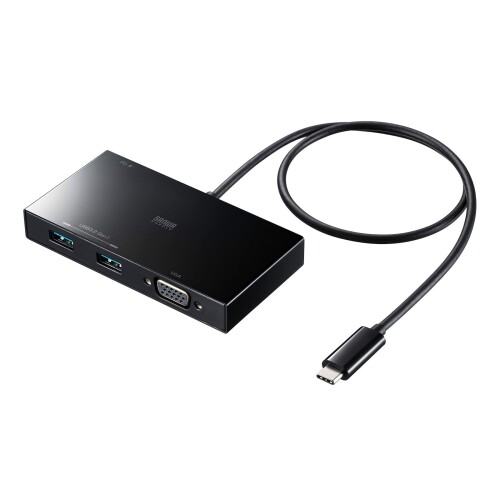 サンワサプライ USB Type-Cこしき 3.2 Gen1 5Gbps VGA 1080p A繋ぎ×2/Type-C繋ぎ×1 PD100W 通行手形スルー 有線テレビ一体型 50珊 USB-3TCV1BK