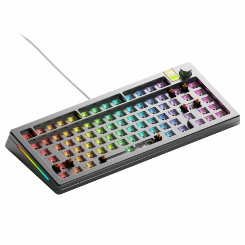 Glorious GMMK 3 PRO HE 75% Barebones Wired Silver US取り合わせ ラピッド銃の引き金相応う 磁気取り替えっこ 軽銀上半身 ベアボーンキット GLO-KB-GMMK3-PRO-75-BB-HE-W-SIL-US KB0848