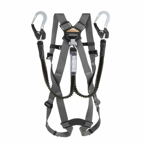 トーヨーセフティー(TOYO SAFETY) カルハーネス フルハーネス型ランヤードセット 新規格品 伸縮式ダブルランヤード Lサイズ モスグレー No.FGH-16WL-GY