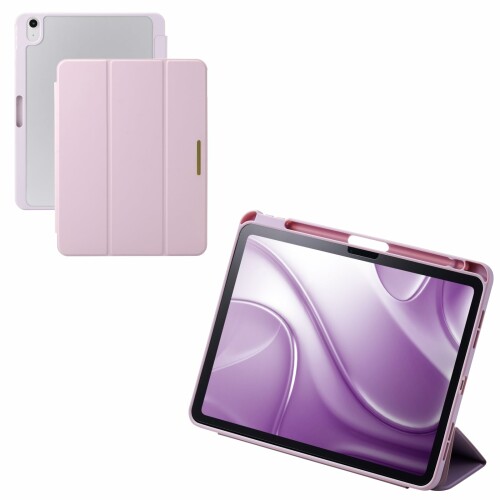 エレコム iPad Air 11in (M4/M3/M2) 2026/2025/2024年 容れもの 取りまかなう 下げ翼 ホンブルグ帽なめし革 うしろ側せつ然たる スリープモード タッチペンホルダー付き添い人 CHIC STYLE ラベンダー 結核症-A25MWVJM3PU