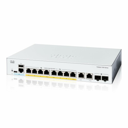 シスコシステムズ (Cisco) Cisco Catalyst 1200-8P-E-2G スマートスイッチ 8 ポート GE PoE Ext PS 2x1GE コンボ 金属筐体 静音ファンレス 法人向け (C1200-8P-E-2G) 40,858円