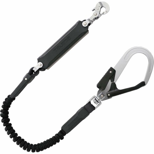 タジマ 新判定基準安全性のある帯 馬具用蛇腹式シングルランヤード 伸縮性のある蛇腹式縄索で不当てはめる時は短くなる より戻し付き添い人固体性焼入ゲートスチールフックL2 幽客yd長150糎 A1JR150-L2BK