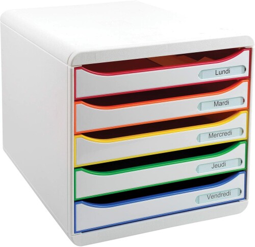 エグザコンタ レターケース ５段 BIG BOX PLUS ホワイト（引出しマルチカラー） MTF309913D