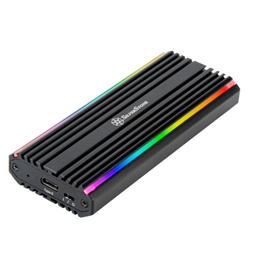 SilverStone USB-C 3.2 Gen2 G 10Gbps NVMe/SATA M.2 SSD RGBエンクロージャ SST-MS13