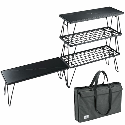 キャンピングムーン(CAMPING MOON) キャンプ ラック アウトドア メッシュラック ミニマルラック MINIMAL RACK 4点セット アルミ天板付き T-229-4TM2