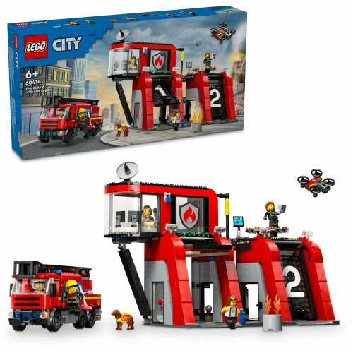 レゴ(LEGO) シティ ファイヤーハウスと消防自動車 手あそび 手あそび 生まれ落ちる日 差し上げ物 立ちはだかる 知育 お坊っちゃん お嬢さん ちびっ子 6歳 7歳 8歳 9歳 車駕 車 ミニカー 60414