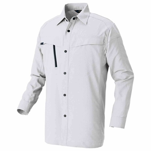 AITOZ(アイトス) 高通気軽量スーパーストレッチ 長袖シャツ (男女兼用) 春夏用 シルバーグレー AZ4135 003 S