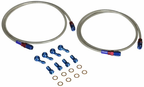 SWAGE LINE(スウェッジライン) リアブレーキホースキット アルミ(レッド/ブルー) クリアホース VFR800ABS 06-07 SAR158|アルメリア店