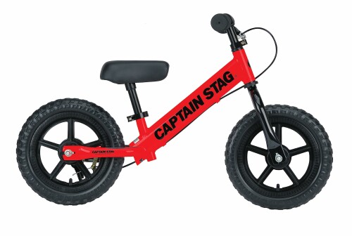 キャプテンスタッグ(CAPTAIN STAG) キッズバイク ペダルなし銀輪 形づくる自動二輪車 (うしろ側打ち切り/照明ランプ/フットステップ/手持ち部分パッド/ウレタンタイア) 標準尺度備え付ける 12in 赤いこと Y キックバイク・ランニングバイク-乗用玩具・三輪車
