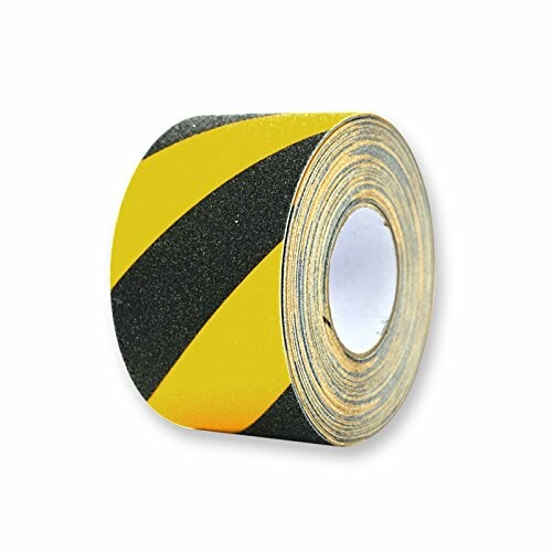 すべり止めテープ 黄/黒 トラ 幅100mm×18m 厚さ0.8mm PET基材+鉱物粒子 アクリル系接着剤 防滑