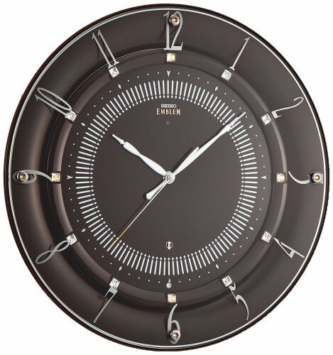 セイコークロック 掛時計 濃茶 直径330×46mm 電波 アナログ SEIKO EMBLEM HS559B|アルメリア店