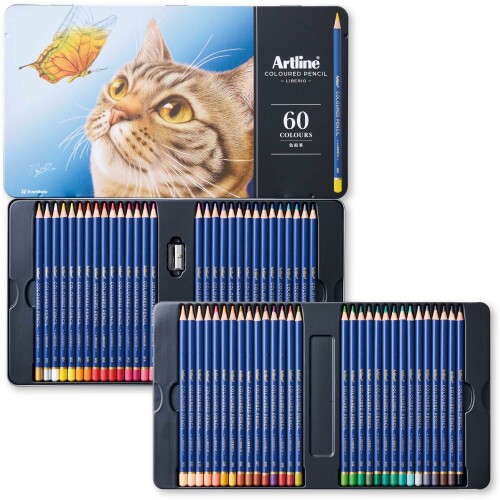 シャチハタ Artline アートライン 色鉛筆 LIBERIO 木筆削り付き添い人 60色書き割り KCPL-60C/H