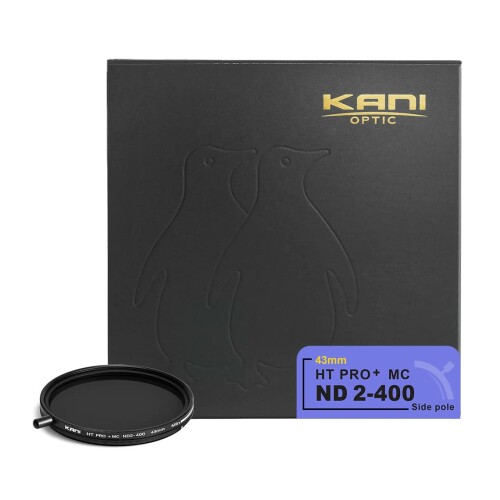 KANI 43mm 可変NDフィルター HT PRO+ MC ND2-400 減光効果最大8 2/3絞り分 着脱式調整用ノブ付 高濃度時X状ムラ抑制 低反射 撥水 撥油 防汚 ナノコーティング 811325|アルメリア店