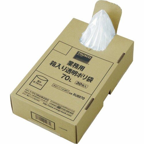 TRUSCO(トラスコ) まとめ買い 御勤め用ポリ袋 澄み切った・箱入 0.15×70L (30枚入) XU0070