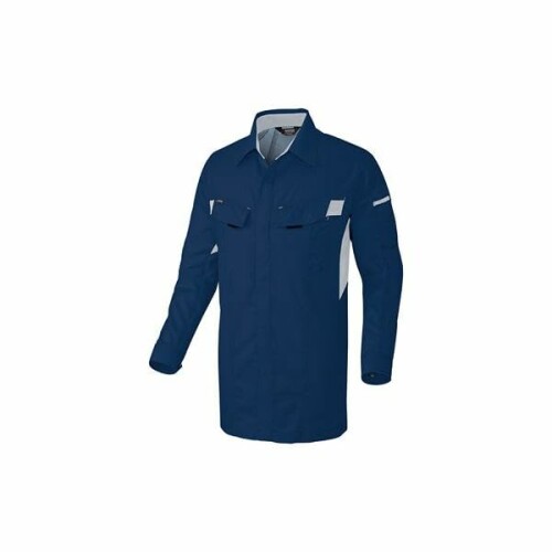 AITOZ(アイトス) Mobin Cut Cotton100% 長袖シャツ (男女兼用) オールシーズン用 ネイビー×シルバーグレー AZ5135 008 M
