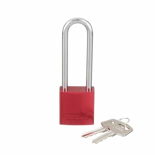 パンドウイット ロックアウト用ハイセキュリティパドロック (南京錠)ロングシャックル 赤 PSL-7-LS 76.2粍シャックル
