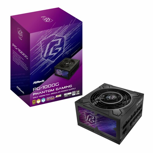 ASRock Phantom Gaming 次世代GPU対応 PC電源ユニット 1000W PCIe5.1対応 80PLUS GOLD ATX 3.1 フルモジュラー 12V-2x6 ケーブル付属 PG-1000G