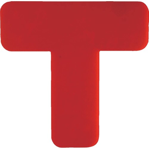 セーフラン(SAFERUN) フロア表示 (高耐久タイプ) T字型 赤色 高強度PC材 両面テープ 厚さ約1mm 50x150x150mm 10枚セット 区画標示 貼るだけ簡単設置