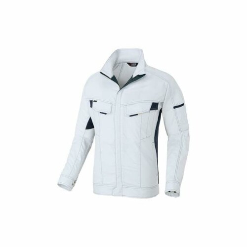 AITOZ(アイトス) Mobin Cut Cotton100% 長袖ブルゾン (男女兼用) オールシーズン用 シルバーｸﾞﾚー×ネイビー AZ5130 003 M
