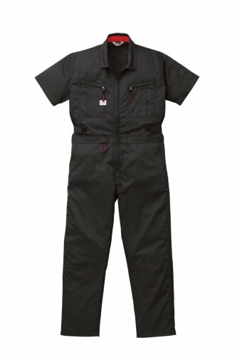 山田辰 腰割れ式半袖ツナギ服 6901 クロ LLサイズ|アルメリア店