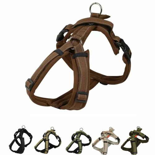 Hakusan ゼロハーネス 負担軽減 犬用ハーネス サイズ調整可 簡単着脱 夜間反射材 軽量 通気 ハンドル付き ネームプレート S サイズ ブラウン